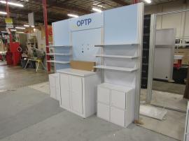 Custom Modular Exhibit with Extensive Shelves, Storage, and Mount. Re-configures to 10 x 10 and 10 x 20